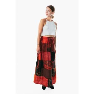 Boho Patchwork Skirt * Long Gypsy Hippie Tiered in 100% Silky Rayon * Maxi Full